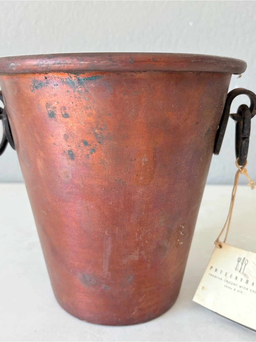 Pottery Barn Copper Wine Cooler Ice Bucket 8”H 7.5”D New But Old Stock
